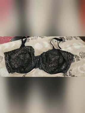 Torrid Delicate Black Lace Underwire Bra with Nude Lining